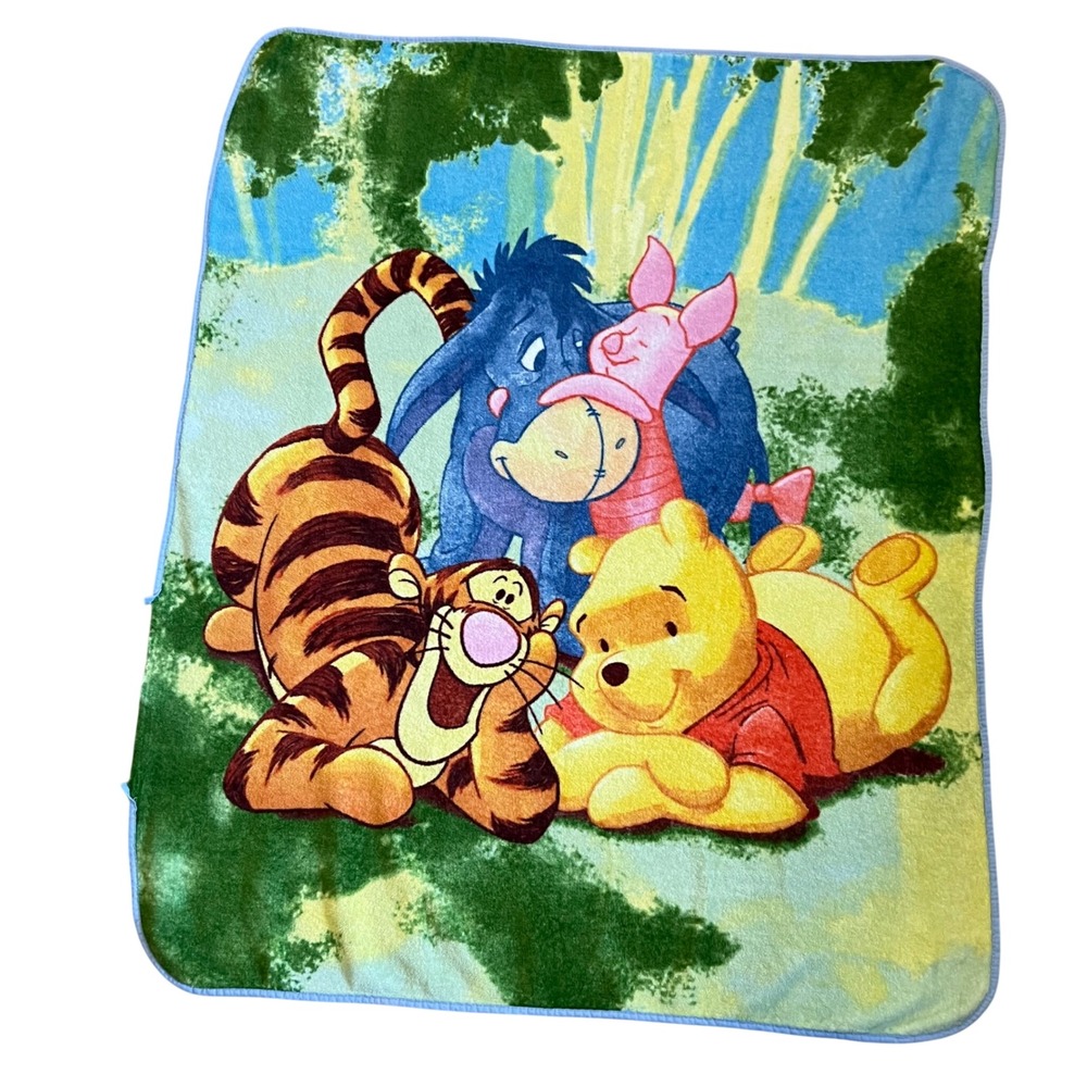 Vtg Disney Winnie the Pooh Friends Fleece Throw Classic Full Graphic‎ 57" x 48"